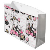 ピンク、ブラック、金ゴールドバイクフローラ抱き枕 ラージペーパーバッグ (裏面アングル)