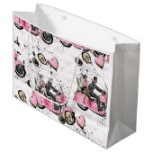 ピンク、ブラック、金ゴールドバイクフローラ抱き枕 ラージペーパーバッグ (正面アングル)