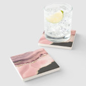 ピンク、ブラック、金ゴールドフェイク瑪瑙 ストーンコースター (横)