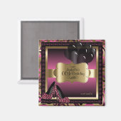 ピンク、ブラック、金ゴールドメタリック – 00誕生日 マグネット (正面/裏面)