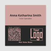 ピンク ブラック QRコード ロゴ 企業専門知識 名札 (正面)