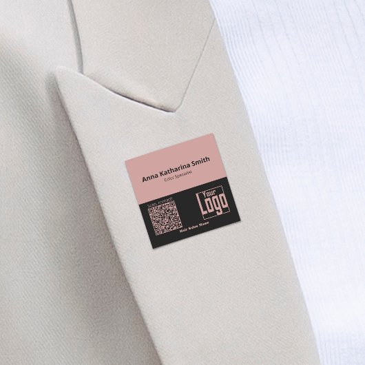 ピンク ブラック QRコード ロゴ 企業専門知識 名札
