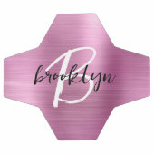 ピンク ブラッシュ メタル ブラック ホワイト スクリプト モノグラム サッカーボール (フラット)