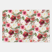 ピンク&ブルガンディピーニー&ベリーフローラ園 ラッピングペーパーシート (正面3)