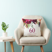 ピンク&ブルガンディボホフローラ60誕生日ギフト クッション (椅子)