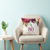 ピンク&ブルガンディボホフローラ80誕生日ギフト クッション (椅子)