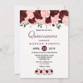 ピンク&ブルゴーニュフローラキンセアニェラ招待状 招待状 (正面)