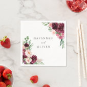 ピンク&ブルゴーニュフローラ7ナプキンス スタンダードカクテルナプキン (インサイチュ)