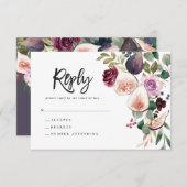 ピンク、ブルゴーニュ、イチジクのフローラはっきりしたスクリプトの応答 (正面/裏面)