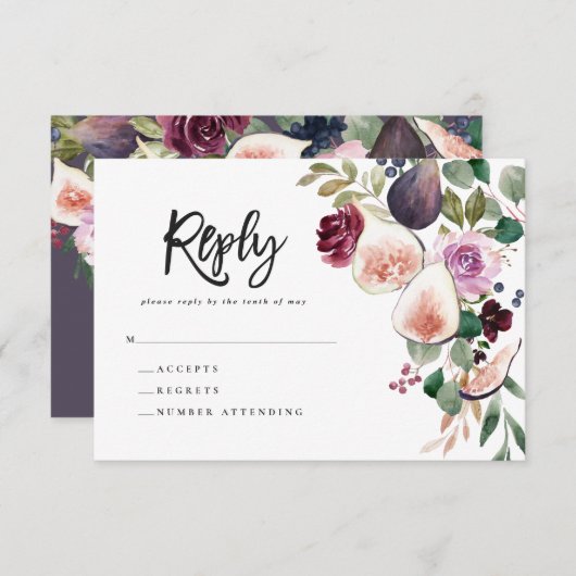 ピンク、ブルゴーニュ、イチジクのフローラはっきりしたスクリプトの応答 (正面/裏面)