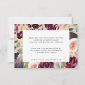 ピンク、ブルゴーニュ、イチジクのフローラ結婚の詳細カード セーブザデート (裏面)