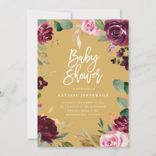 ピンク、ブルゴーニュ、+イチジクの水色フローラとスクリプト (正面)