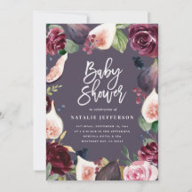 ピンク、ブルゴーニュ、+イチジクの水色フローラとスクリプト