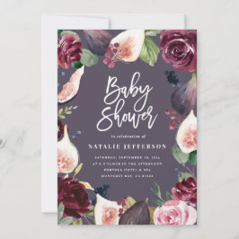 ピンク、ブルゴーニュ、+イチジクの水色フローラとスクリプト