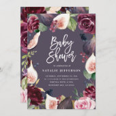 ピンク、ブルゴーニュ、+イチジクの水色フローラとスクリプト (正面/裏面)