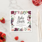 ピンク、ブルゴーニュ、+イチジクの水色フローラとスクリプト スタンダードカクテルナプキン (インサイチュ)