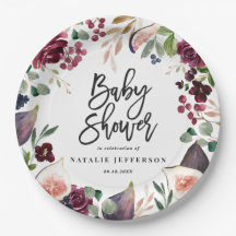 ピンク、ブルゴーニュ、+イチジクの水色フローラとスクリプト