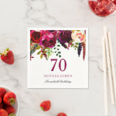 ピンク&ブルゴーニュ・ボホフローラ70thバースデーパーティー スタンダードカクテルナプキン (インサイチュ)