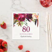 ピンク&ブルゴーニュ・ボホフローラ80thバースデーパーティー スタンダードカクテルナプキン (インサイチュ)