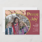 ピンク、ブルゴーニュ、金ゴールドポインセチア写真 シーズンカード (正面)