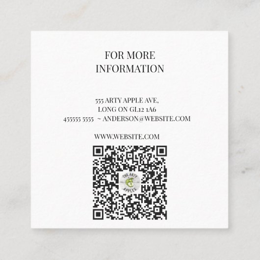 ピンク&ブルーお誕生日ケーキモダンウォーターカラーベーカリー スクエア名刺 (裏面)