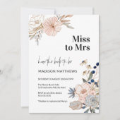 ピンク・ブルーかわいらしフローラ恋しく思ブライダルシャワー – ミセス 招待状 (正面)