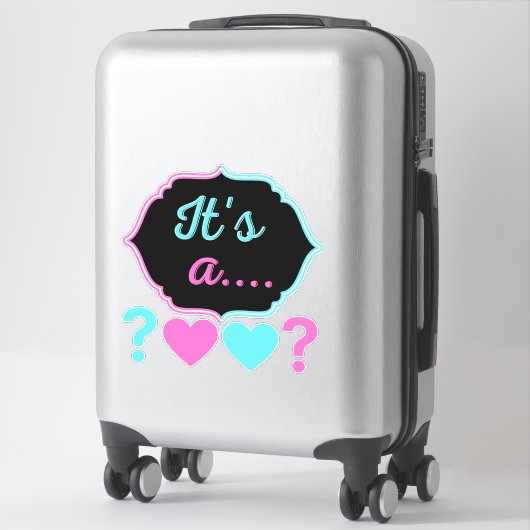 ピンク&ブルーのジェンダーが赤ちゃんシャワーStiを明らかにする シール (スーツケース)