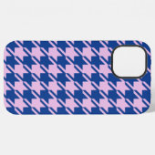 ピンク+ブルーのスタッズトゥース柄 iPhoneケース (裏面横)
