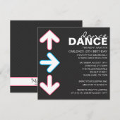 ピンク/ブルーのダンスダンスレボリューション誕生日パーティー 招待状 (正面/裏面)