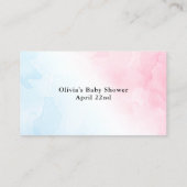 ピンク&ブルーのベビーギフト登録シャワー挿入カード 名刺 (裏面)