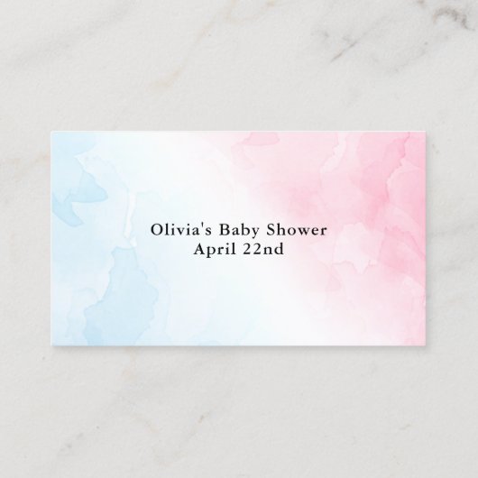 ピンク&ブルーのベビーギフト登録シャワー挿入カード 名刺 (裏面)