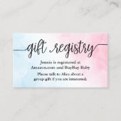 ピンク&ブルーのベビーギフト登録シャワー挿入カード 名刺 (正面)