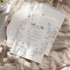 ピンク&ブルーのワイルドフラワージェンダーの登場 招待状