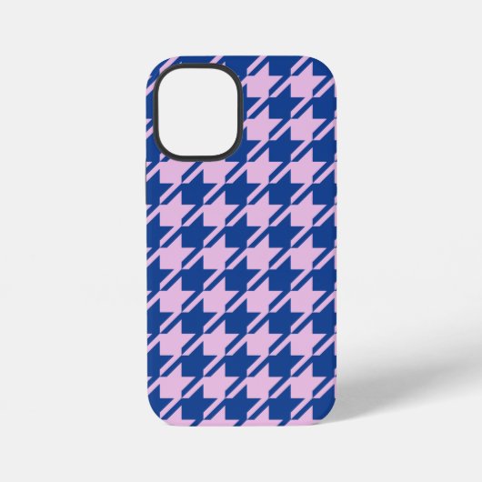 ピンク+ブルーの千鳥格子パターン iPhoneケース (裏面)