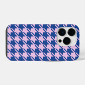 ピンク+ブルーの千鳥格子パターン iPhoneケース (裏面横)