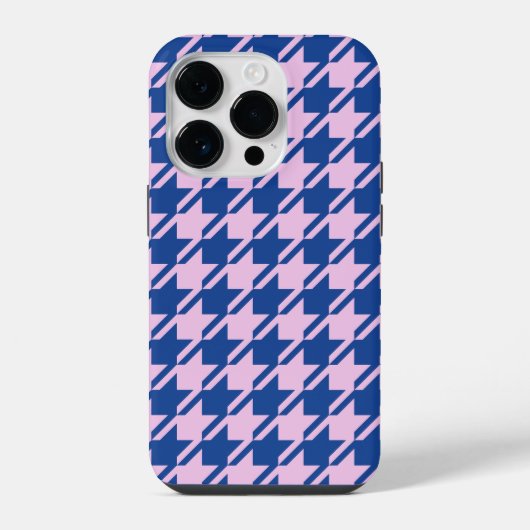 ピンク+ブルーの千鳥格子パターン iPhoneケース (裏面)
