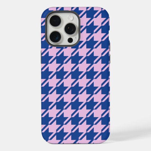 ピンク+ブルーの千鳥格子パターン iPhoneケース (裏面)