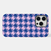 ピンク+ブルーの千鳥格子パターン iPhoneケース (裏面横)