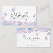 ピンク&ブルーの泡ホーム清掃サービスメイド 名刺 (正面/裏面)