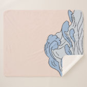 ピンク/ブルーの海海波の美しいビーチ シェルパブランケット (正面(横))