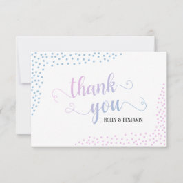 ピンク&ブルーオンブレ紙吹雪タイポグラフィベビーシャワー サンキューカード