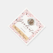 ピンク&ブルーガーリーテラゾ写真卒業パーティー スタンダードカクテルナプキン (角)