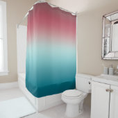 ピンク&ブルーグラデーションダスティーバラアクア&ティール（緑がかった色） グラデーション シャワーカーテン (インサイチュ)