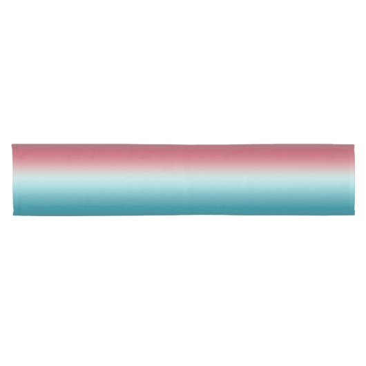 ピンク&ブルーグラデーションダスティーバラアクア&ティール(緑がかった色) グラデーション ショートテーブルランナー (横)