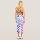 ピンク&ブルーコズミックシェブロン銀河系パターン カプリレギンス (裏面)