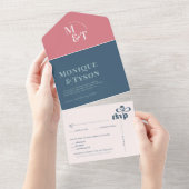 ピンク&ブルーコットンキャンディ結婚ズ | オールインワン招待状 (貼ってはがせる)