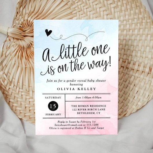 ピンク&ブルージェンダーリビールベビーシャワー招待状 招待状