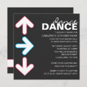 ピンク/ブルーダンスダンス革命誕生パーティー 招待状 (正面/裏面)