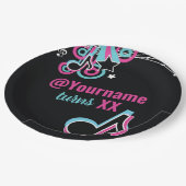 ピンク&ブルーダンスパーティー紙プレート ペーパープレート (アングル)