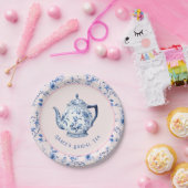 ピンク&ブルーチノワジェリーティーポット | ブライダル茶 ペーパープレート (パーティー)